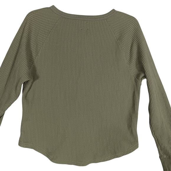 GAP Long Sleeve Waffle Raglan Thermal Top Size Small Army Green Pullover - Picture 5 of 7